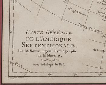 KARTOR, 2 stycken, "Carte générale de l'Amerique septentrionale" M Bonne 1781 samt "Helvetia qvae hodie..." Munster 1544.