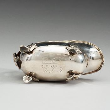 A Swedish 18th century parcel-gilt cream-jug, makers mark of Anders Schotte, Uddevalla 1793.
