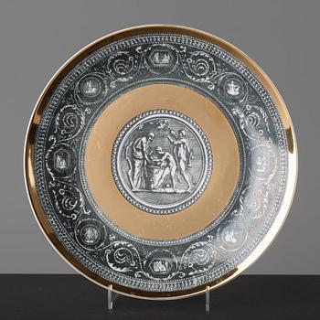 Piero Fornasetti, a set of six "Cammei" porcelain plates, Milano, Italy.