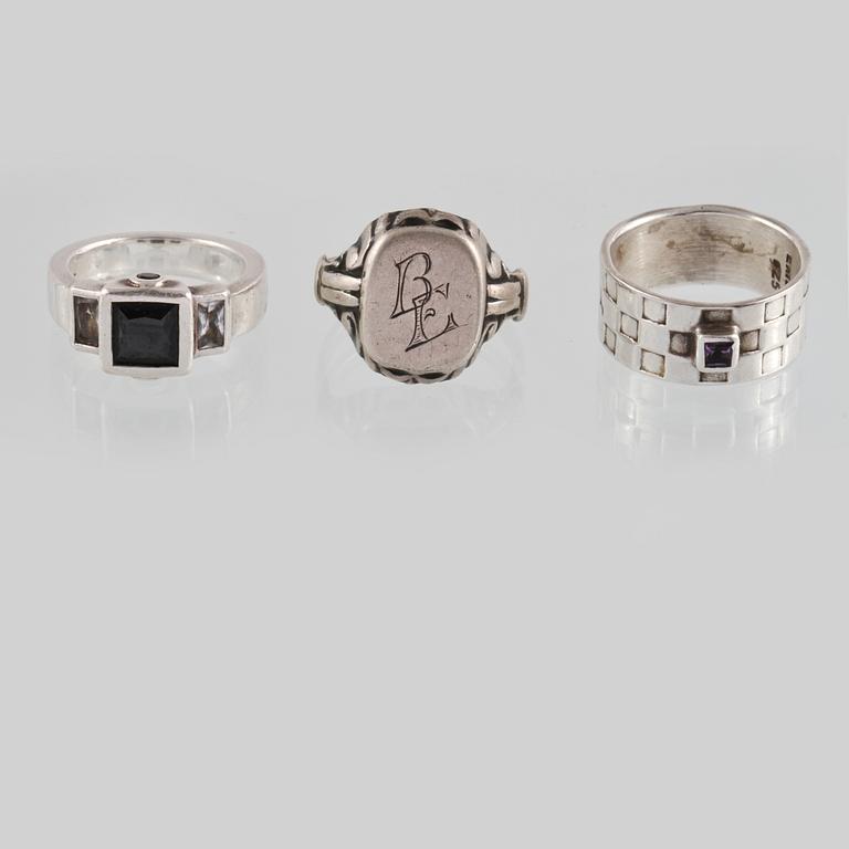 RINGAR, 3 st,  silver, delvis Alton Falköping, 1950. Vikt 21,3 gram.