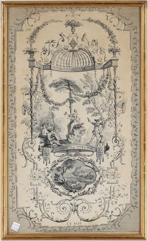 JEAN-ANTOINE WATTEAU, efter, 4 st gravyrer, sannolikt 1700-tal.