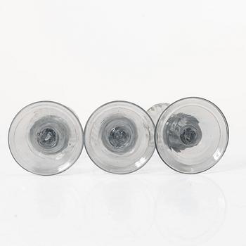 A set of five fluted glasses, 19th century.