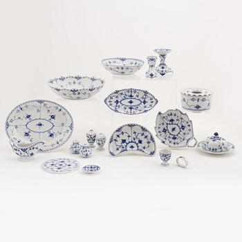 A 108 pice porcelain dinner and coffee service, 'Musselmalet', half and full lace, Royal Copenhagen.