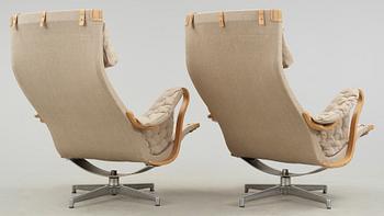 FÅTÖLJER, 2 st, "Pernilla", Bruno Mathsson, Dux, 1970-tal.