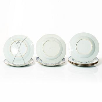 Tallrikar, 10 st, kompaniporslin, Kina, Qingdynastin, Qianlong (1736-95).