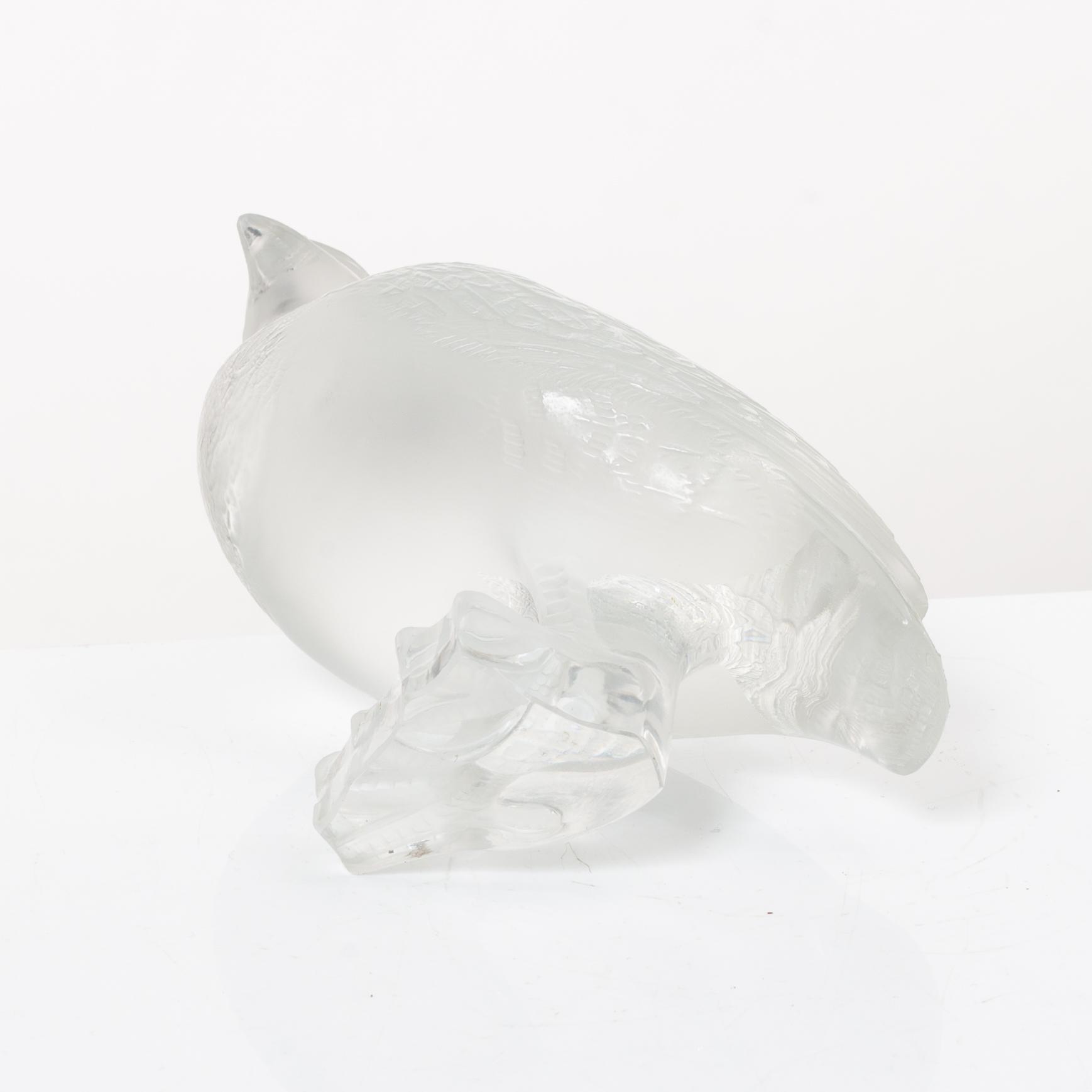 9 glass figurines, Lalique, France.