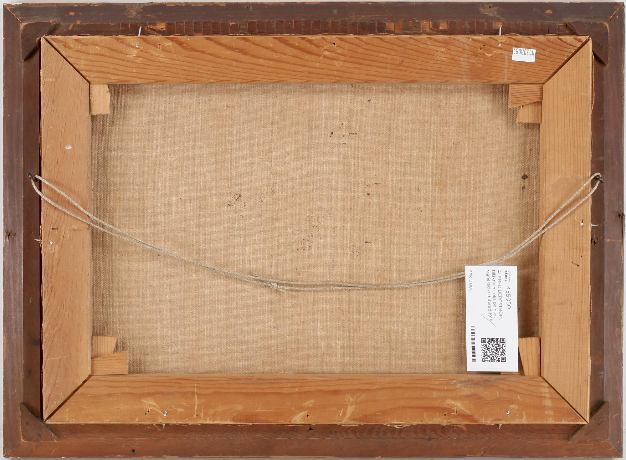 ALFRED BERGSTRÖM, tillskriven, olja på duk, signerad o daterad 1915.