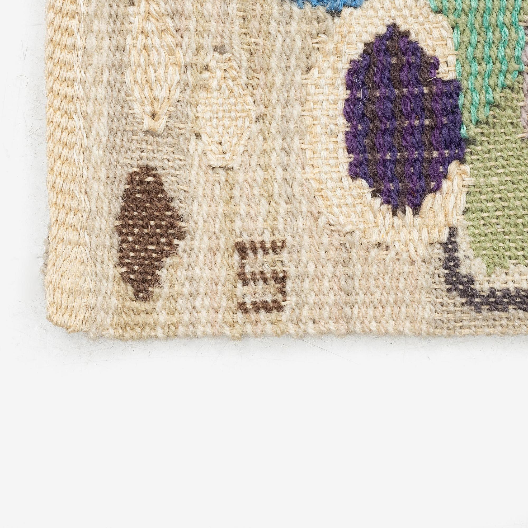 Barbro Sprinchorn, a textile, 'Vindruvor', tapestry variant, c. 36 x 36 cm signed S.