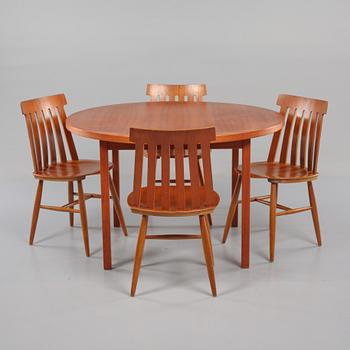 BORD, Bertil Fridhagen, Bodafors samt STOLAR, 4 st, Edsbyverken, 1950/60-tal.