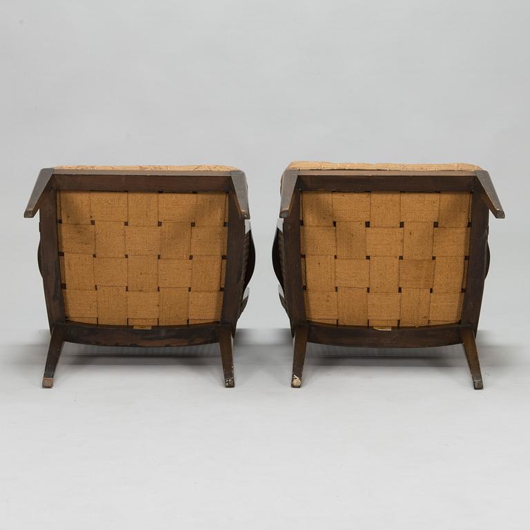 A pair of 1930s armchairs, manufacturer Paul Boman, Finland.