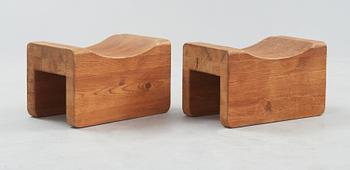 A pair of Axel Einar Hjorth pine stools, probably "Utö", Nordiska Kompaniet, Sweden 1930's.