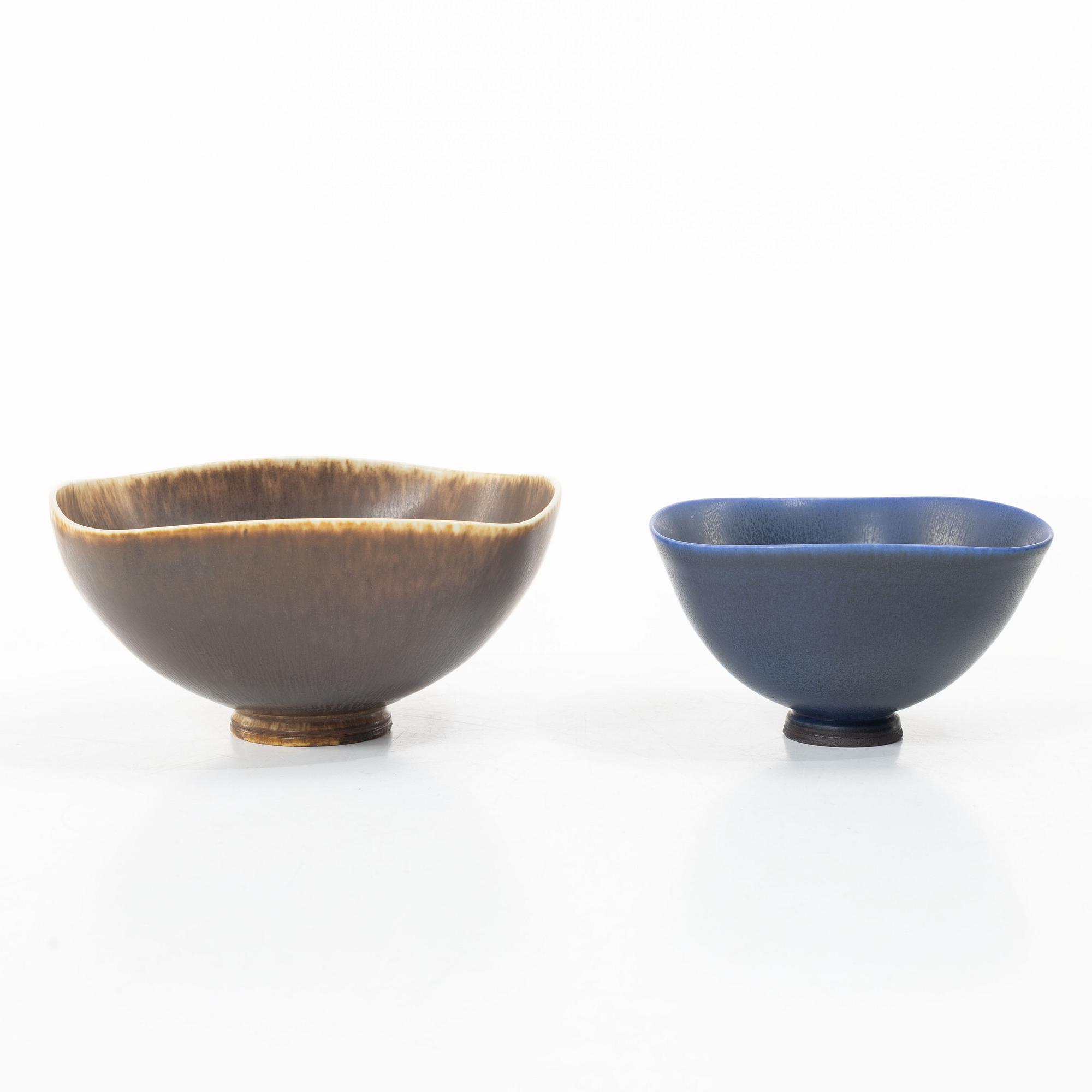Berndt Friberg, two bowls, Gustavsberg Studio, 1976-77.