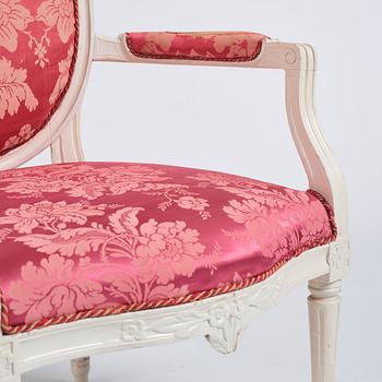 A pair of Gustavian armchairs by J Malmsten.