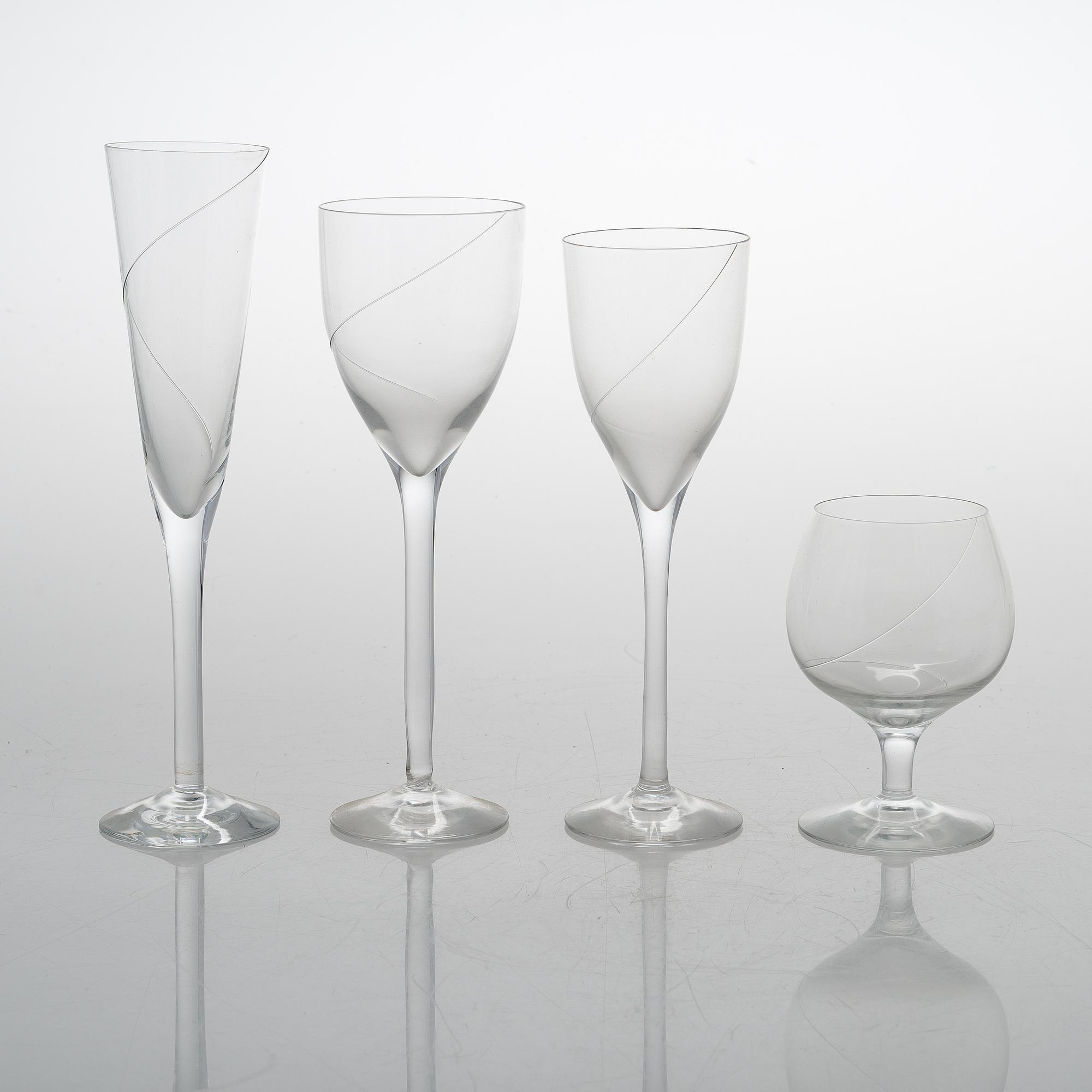 ANNA EHRNER, A 46-pieces Swedish 'Line' glass service by Kosta Boda, late 20th century.