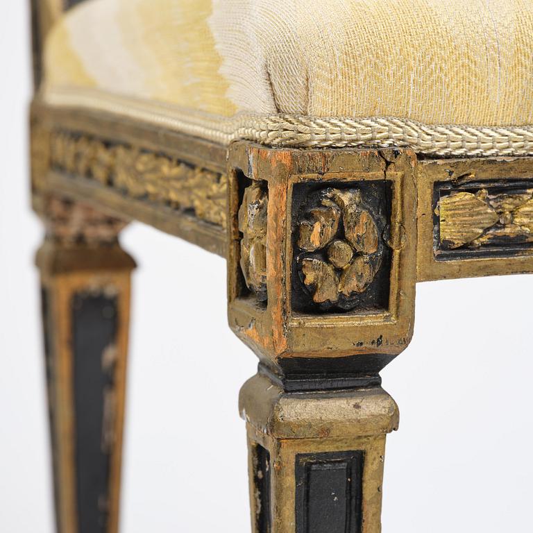 A French Louis XVI chair, late 18th century.