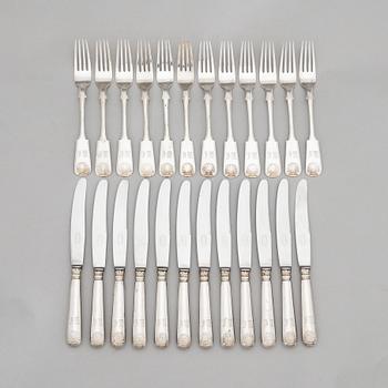 Bestickuppsättning, 47 dlr, silver, Musslan, Finland 1836-1935, mestadels V. Lindman, 1919.