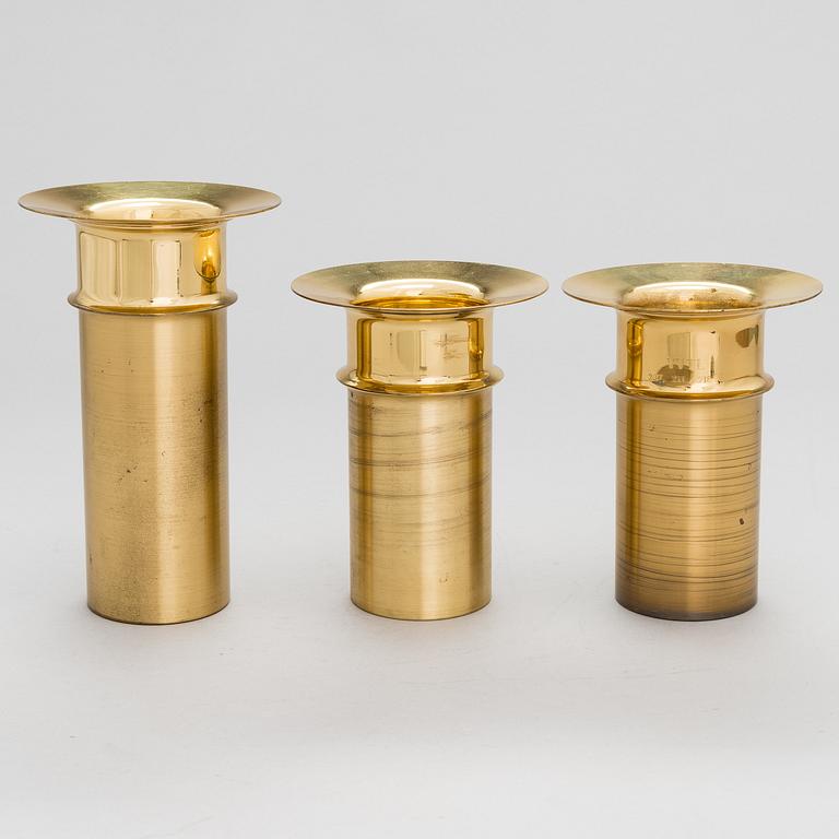 TAPIO WIRKKALA, LJUSSTAKAR, 3 st, stämplade Kultakeskus Oy, Made in Finland, Design Tapio Wirkkala.