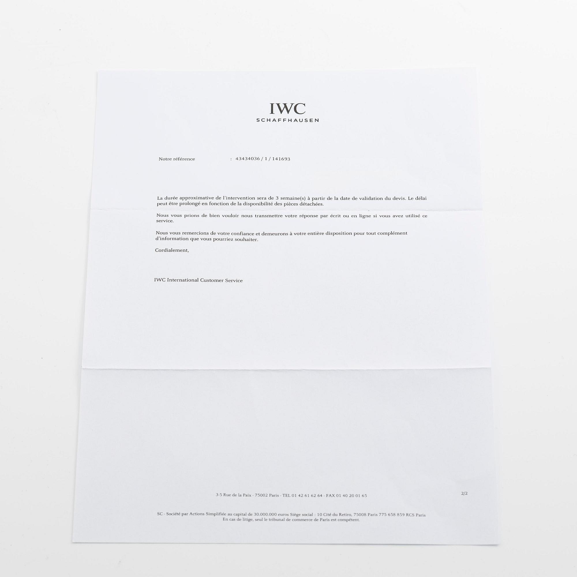 IWC, Portuguese Chrono, ca 2007.