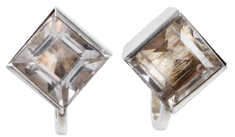 A pair of Wiwen Nilsson sterling and rock crystal earrings, Lund 1948.