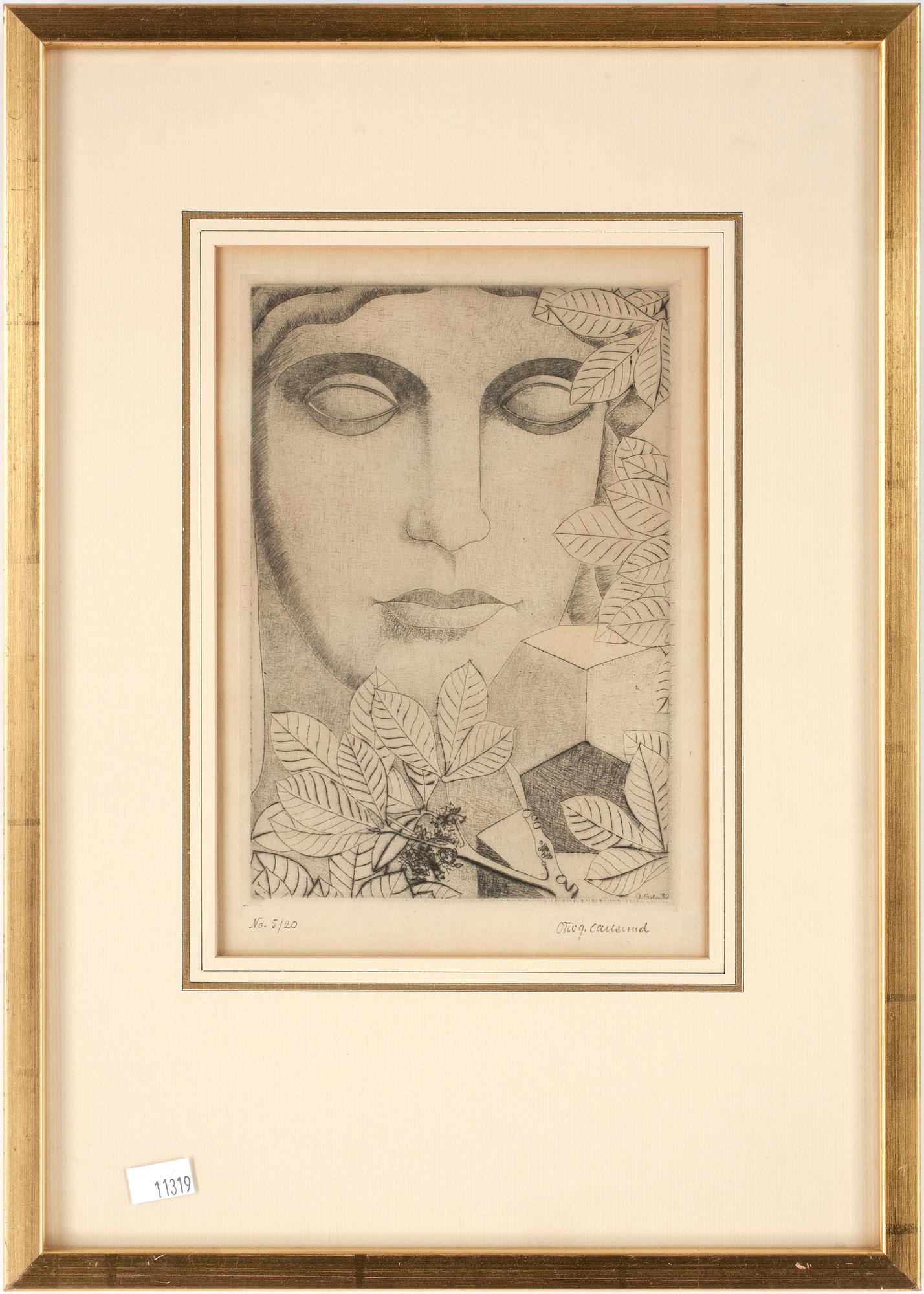 OTTO G CARLSUND, etsning, sign o numr 5/20. Dat i trycket -32.