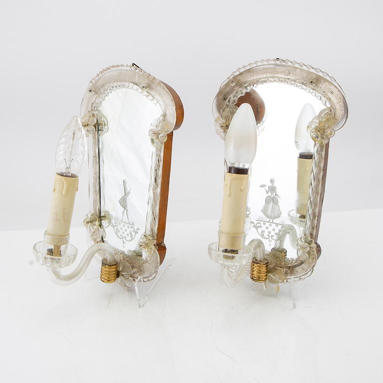 Spegellampetter 1 par, Italien 1900-talets mitt.