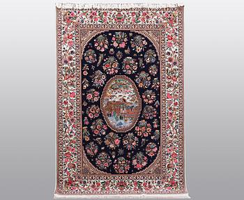 Matta Isfahan, part silk, ca 206 x 142 cm Signerad: hussien Rahimi.