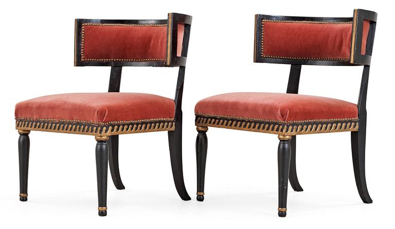 A pair of late Gustavian armchairs.