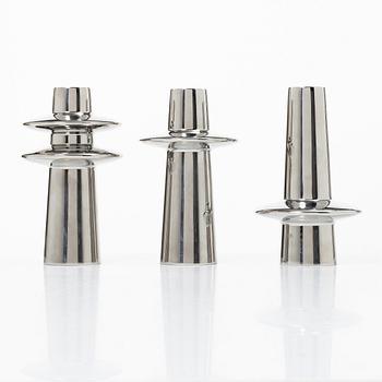 Georg Jensen, Three 'Ellipse' candelabra.