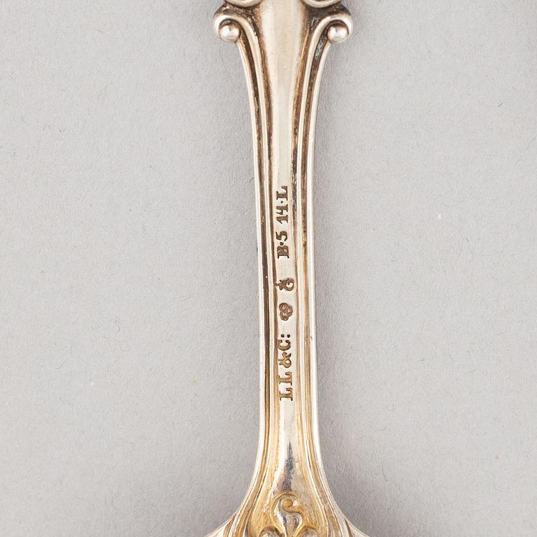 A 15 piece silver cutlery set, L-Larson & Co, Gothenburg, 1856.