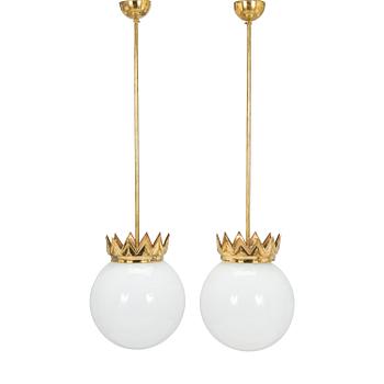 Hilding Ekelund, a pair of pendant lights, made to order for The Capitol Cinema Palace building, manufactured by Taito, 1926.