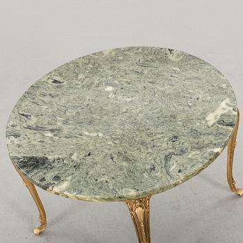 A STONE TOP SOFA TABLE.
