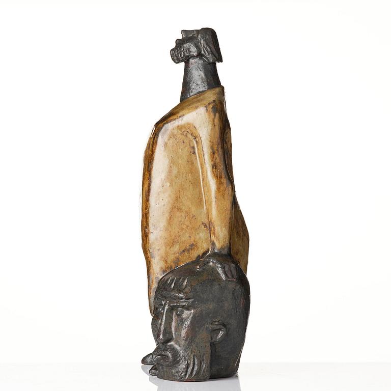 Åke Holm, a glazed stoneware sculpture, "David and Goliath", Höganäs 1950s.