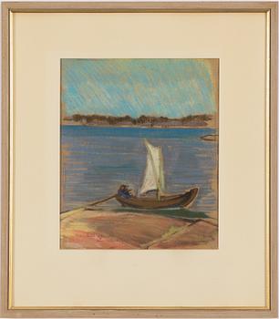 Roland Svensson, Rowboat by the cliff.