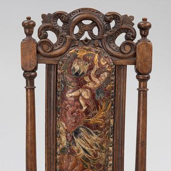 Two chairs, Baroque/Baroque style, circa 1900 with earlier parts.