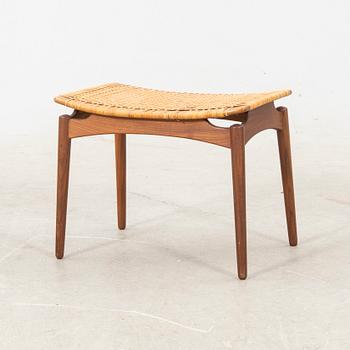 A Danish 1950/60s teak and rattan stool.