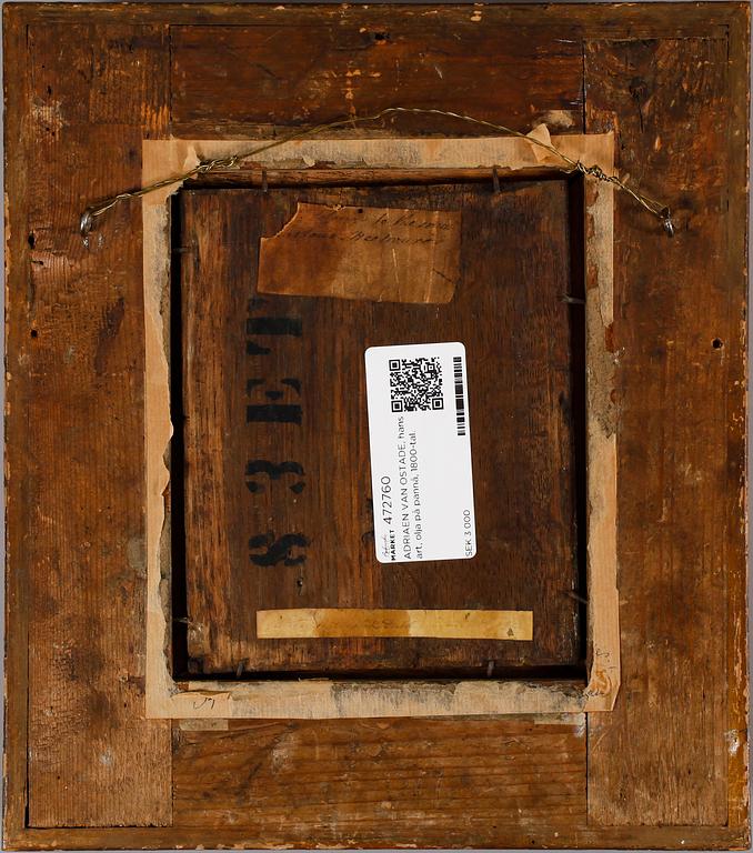 ADRIAEN VAN OSTADE, hans art, olja på pannå, 1800-tal.