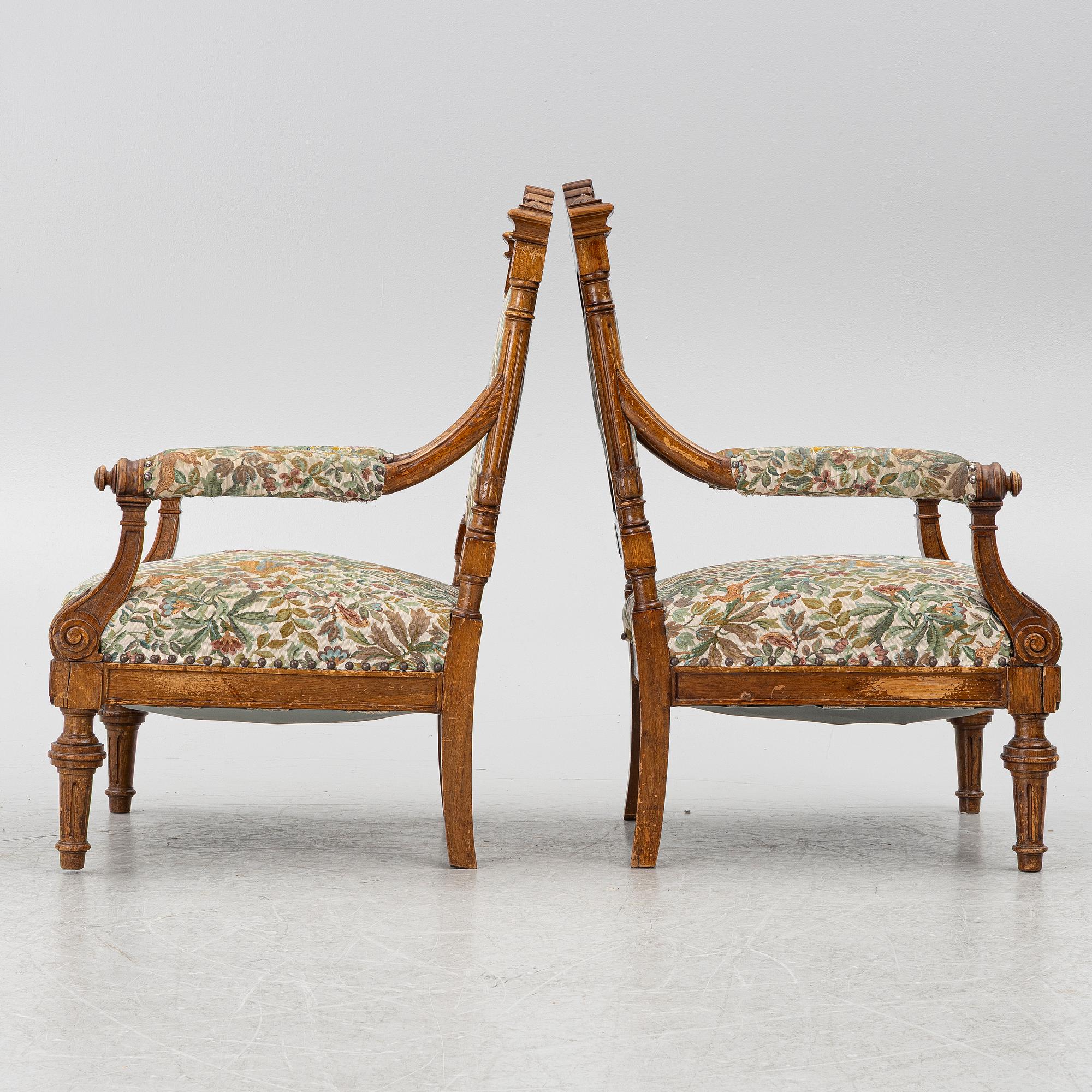 A pair of armchairs, circa 1900.