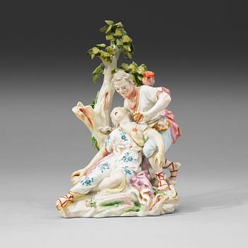 1354. A Derby porcelain figure representing Procris and Cephalis, 1770-75.