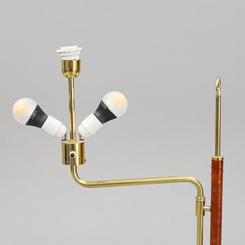 A pair of brass and leather floor lights, Örsjö industri, 21st century.