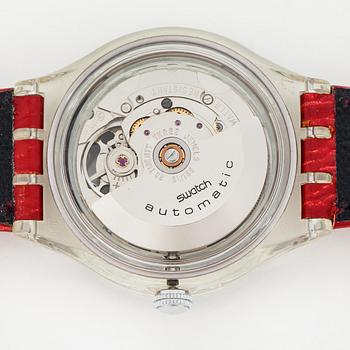 SWATCH, Automatic, Red Ahead, wristwatch, 36.8 mm,