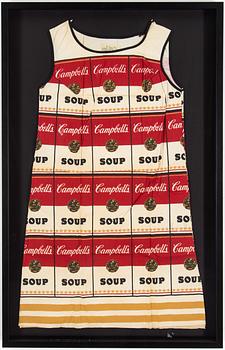 "The Souper Dress", färgserigrafi på bomull/pappersklänning, ca 1965.