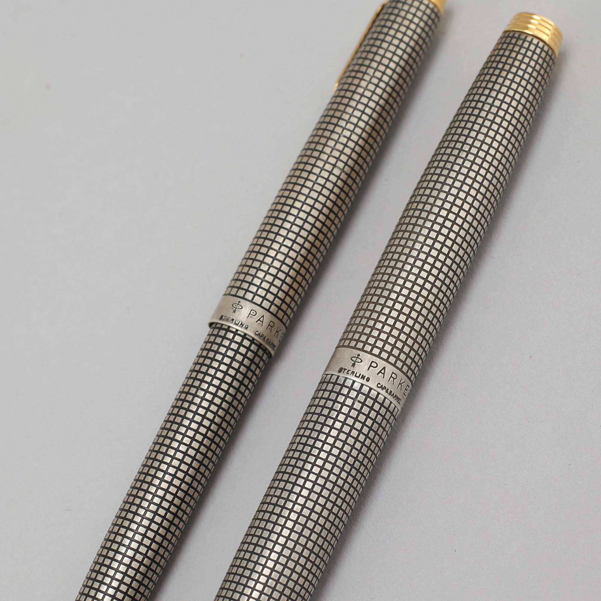 A sterling silver fountain pen and ball point pen by Parker, second half of the 20th century.