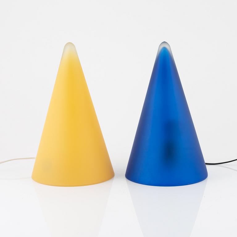 A pair of glass table lamps, late 20th Century.