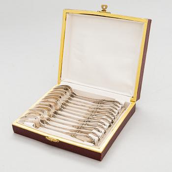 A set of twelve silver oyster forks, mark of Henri Soufflot, 1884-1910. French export mark.