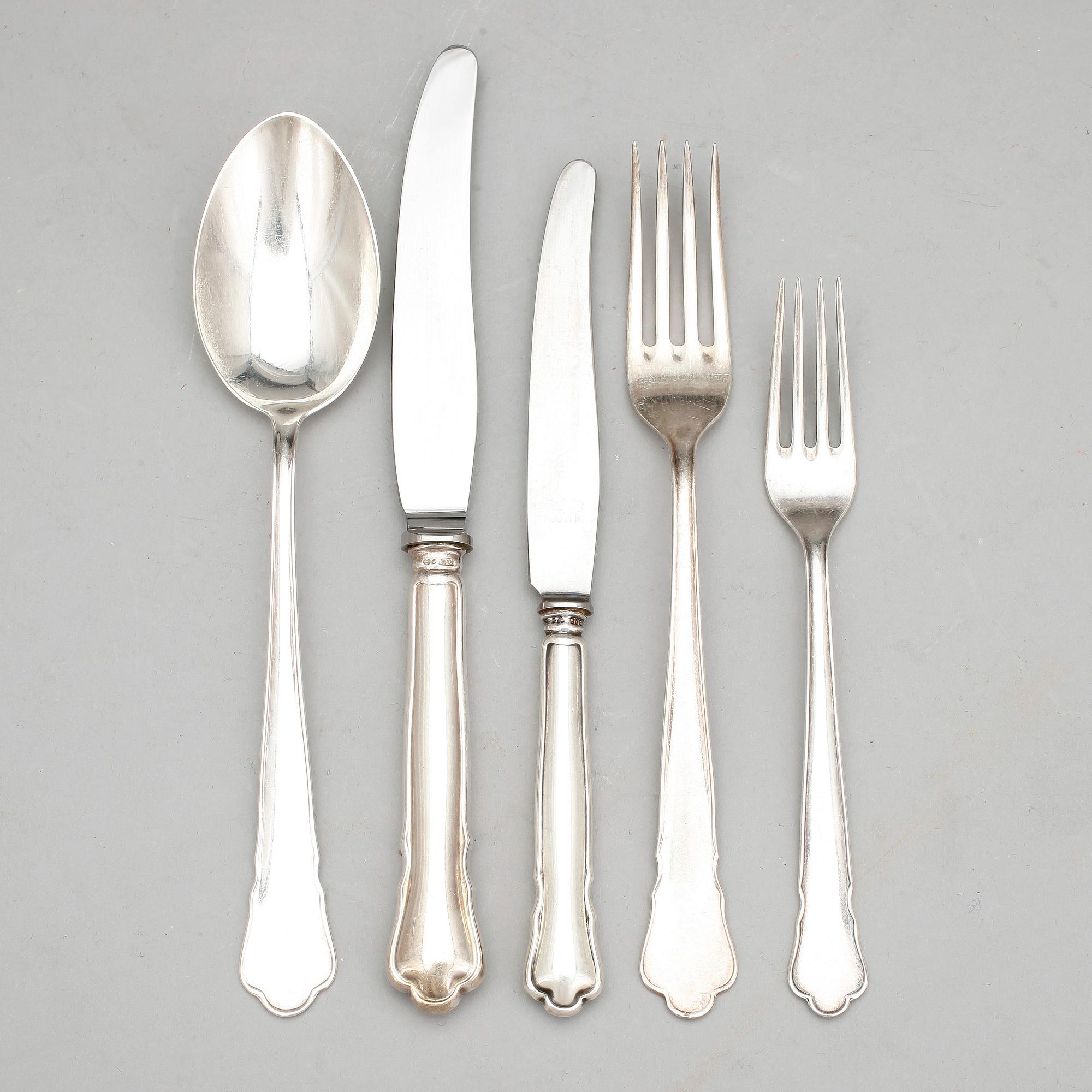 PARTI BESTICK, 29 delar, silver,  "Chippendale", GAB, Stockholm, 1900-tal.