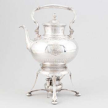 A Swedish late 19th century silver hotwater-/tea-pot, marked Möllenborg, Stockholm 1899.