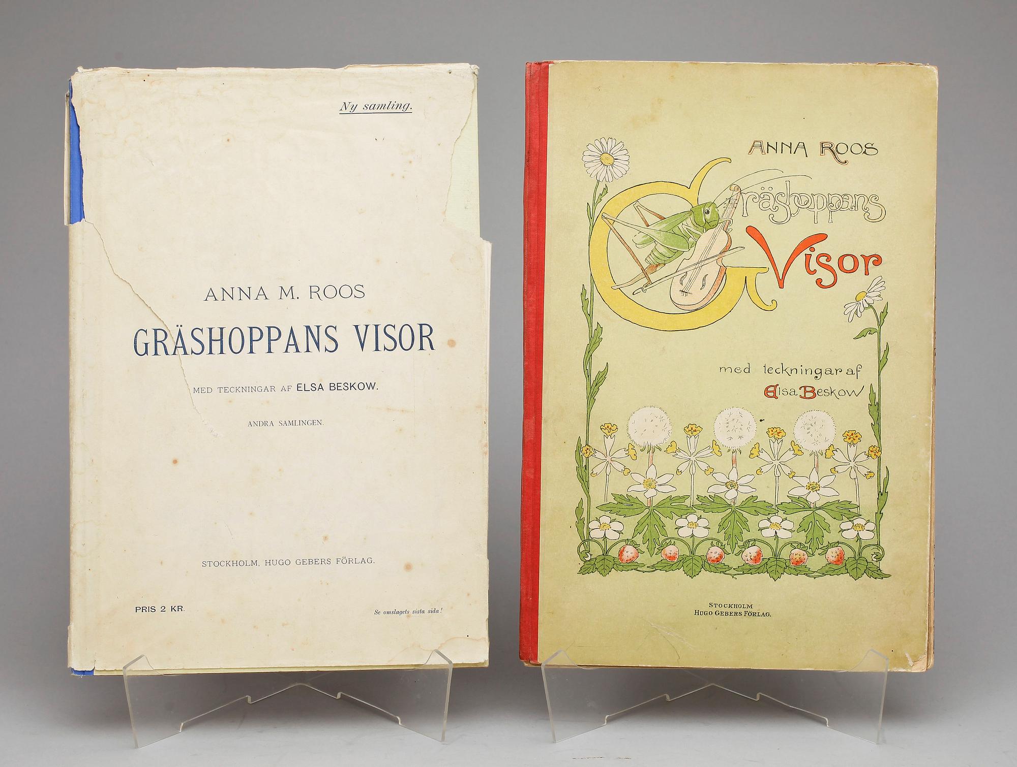 VISBÖCKER, 3 vol, bla "Gräshoppans visor" av Anna Roos, Stockholm 1899 resp 1900.