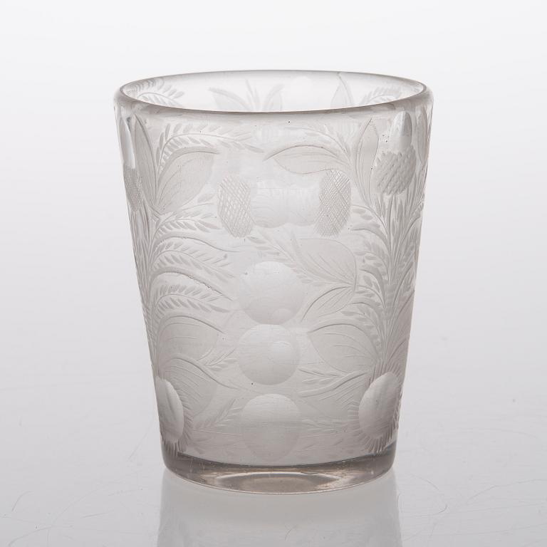 An 18th Century German engraved and cut glass beaker.