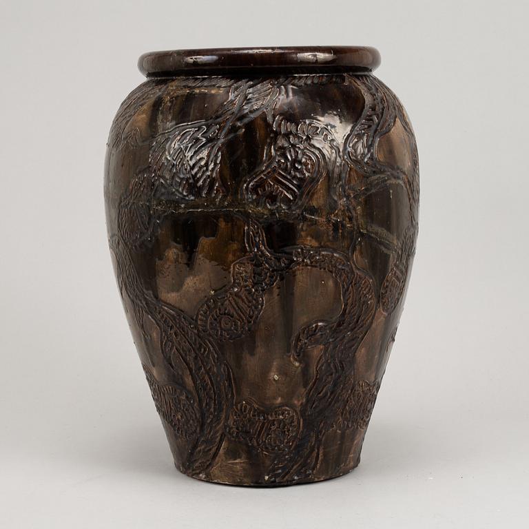 Thorvald Bindesbøll, a glazed earthenware floor vase, Valby, Copenhagen 1893.