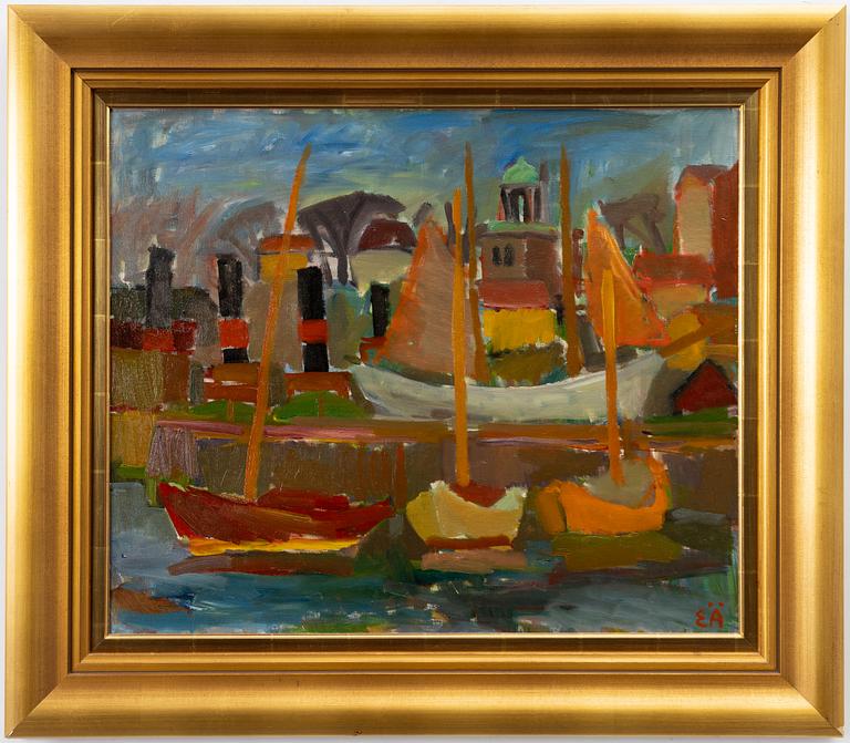Erling Ärlingsson, Boats in harbour.